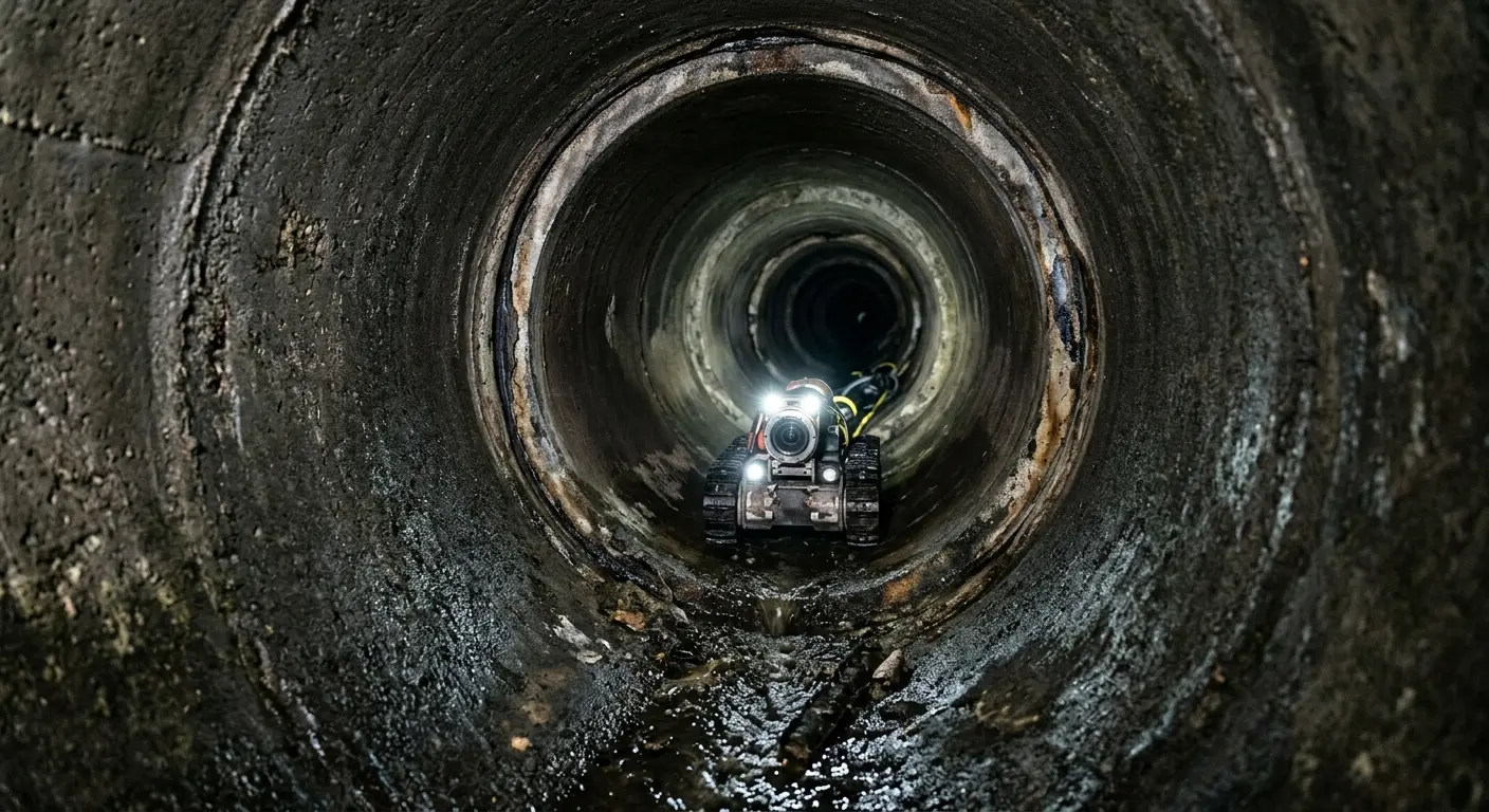 Robotic sewer camera inspecting pipe interior for Sewer Line Repair in Cimarron Hills